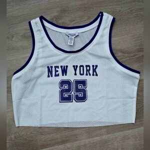 White New York Mesh Crop Top